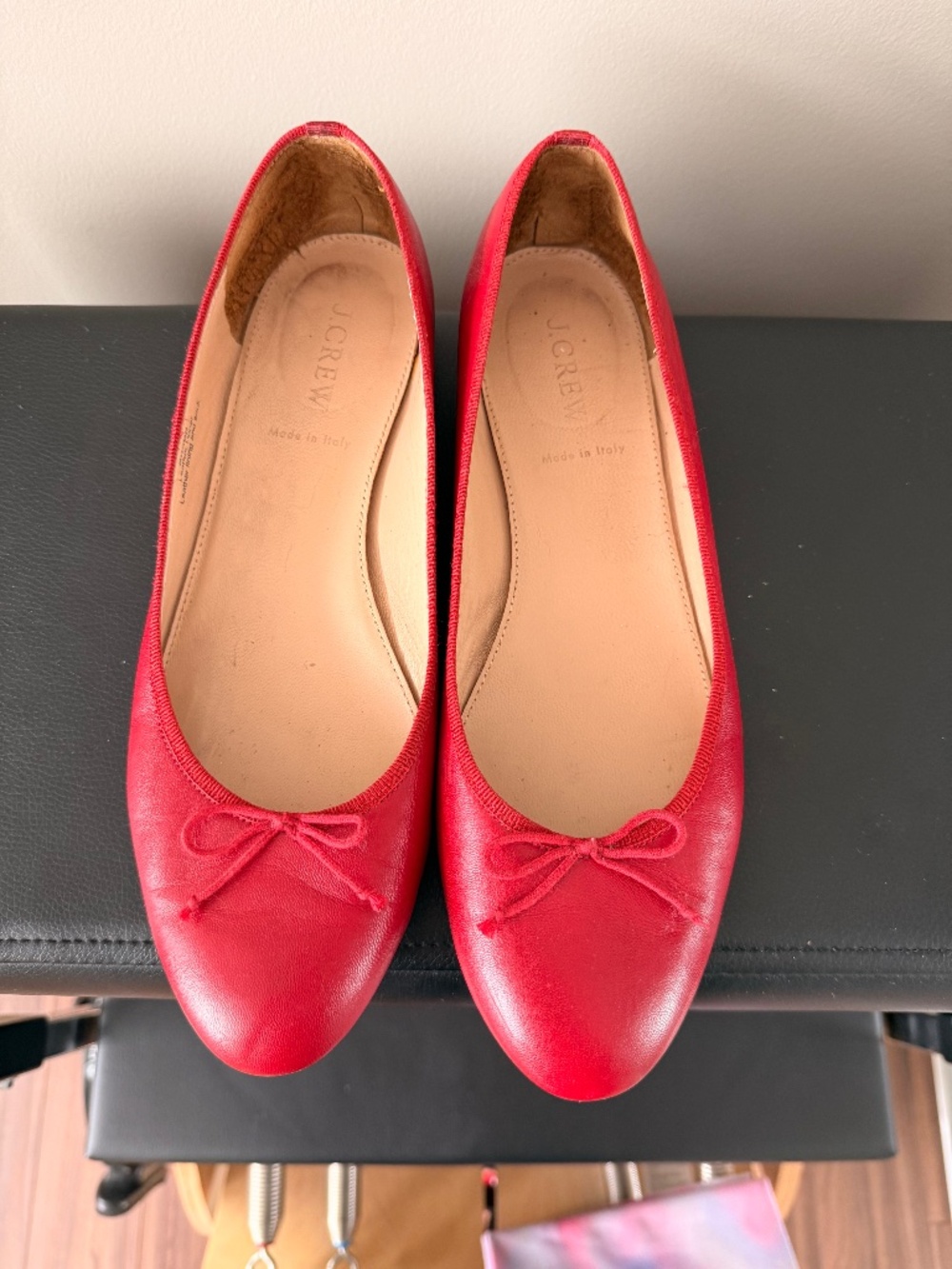 RED leather ballet flats